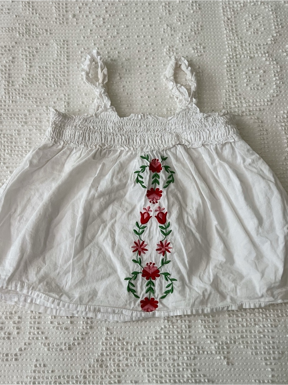 Janie and Jack White Ruffled Smocked Top
